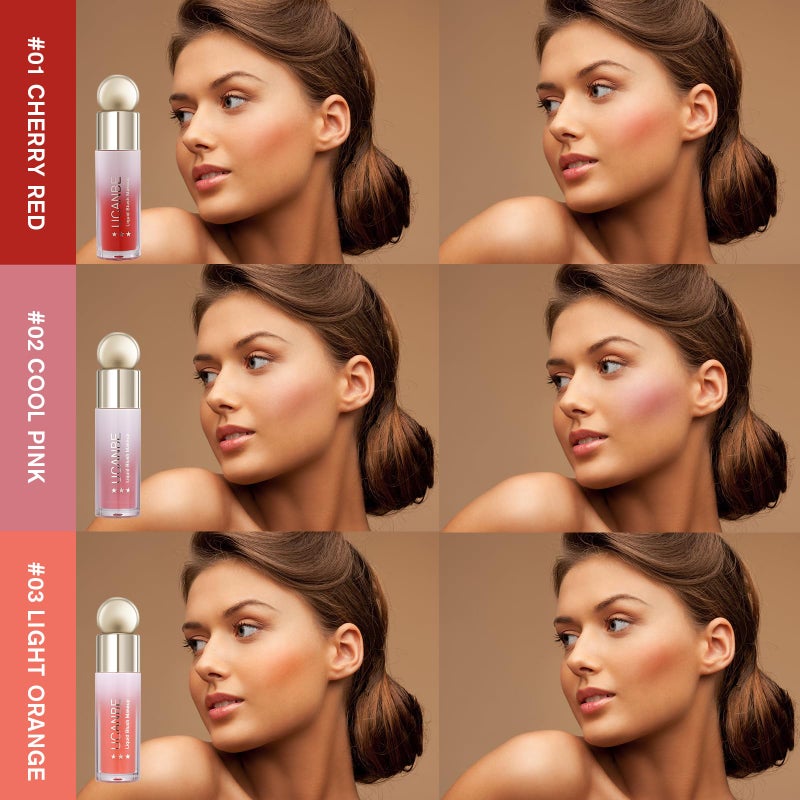 UCANBEMAKEUP UCANBE 3 PCS Liquid Blush Makeup Kit, Soft Cream Face Blush for Cheeks, Dewy Cheek Tint, Easy to Blend & Light Weight Face Blushes for Women Girls(02) - Image 2