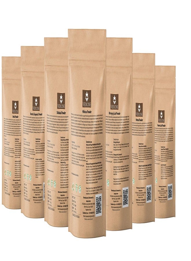 VEDICINE Pure And Natural Dried Amla Reetha Shikakai Hibiscus Bhringraj Heena Neem Powder For Hair Pack And Hair Mask (50Gm Each) - Image 2