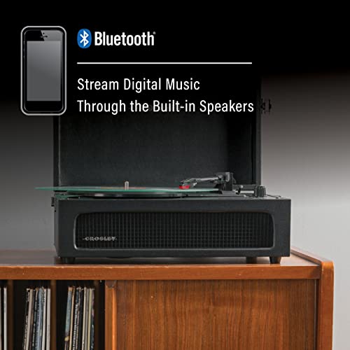 Crosley CR8017B-BK Voyager Vintage Portable Vinyl Record Player Turntable with Bluetooth in/Out and Built-in Speakers, Black - Image 4
