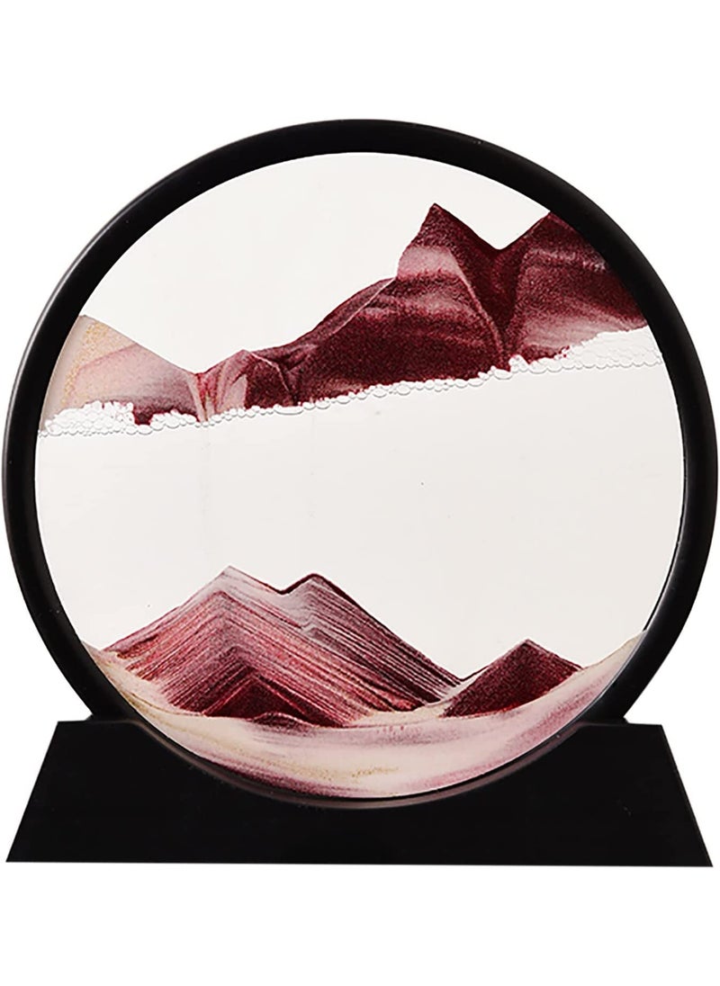 DD RETAILS DD RETAILS Moving Sand Art Picture || Round Glass Frame Sandscapes || 3D Natural Landscape showpieces for Home Decor (Multicolor) (Pack of 1)  - Image 2