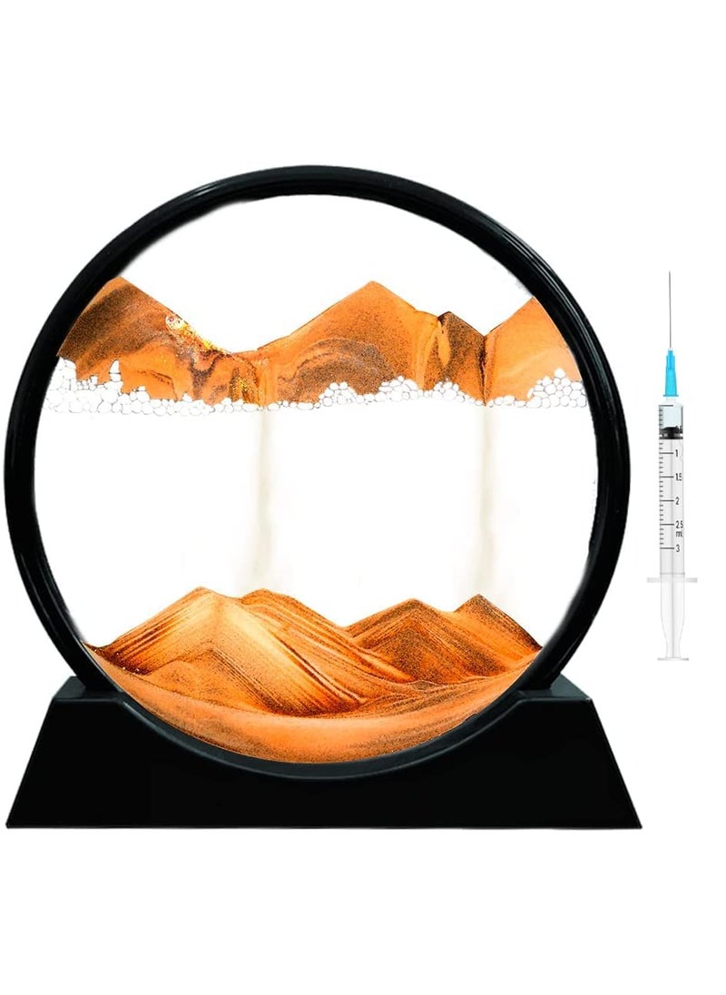 DD RETAILS DD RETAILS Moving Sand Art Picture || Round Glass Frame Sandscapes || 3D Natural Landscape showpieces for Home Decor (Multicolor) (Pack of 1)  - Image 1