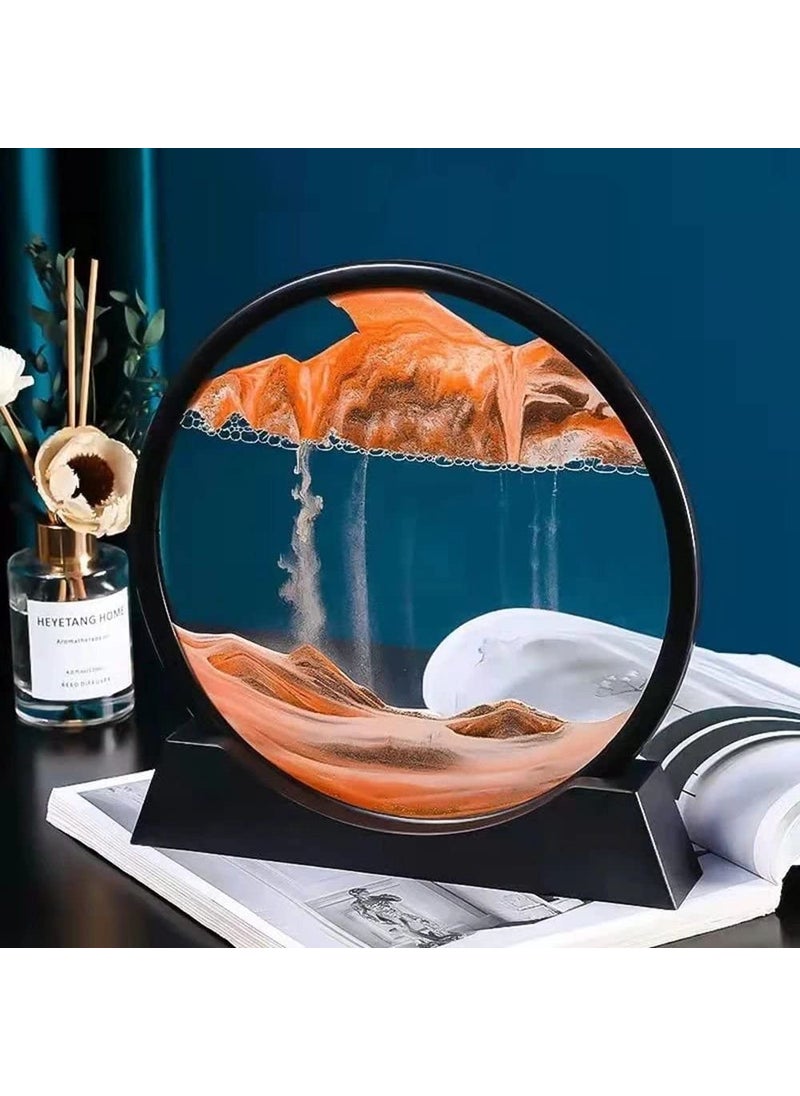 DD RETAILS DD RETAILS Moving Sand Art Picture || Round Glass Frame Sandscapes || 3D Natural Landscape showpieces for Home Decor (Multicolor) (Pack of 1)  - Image 3
