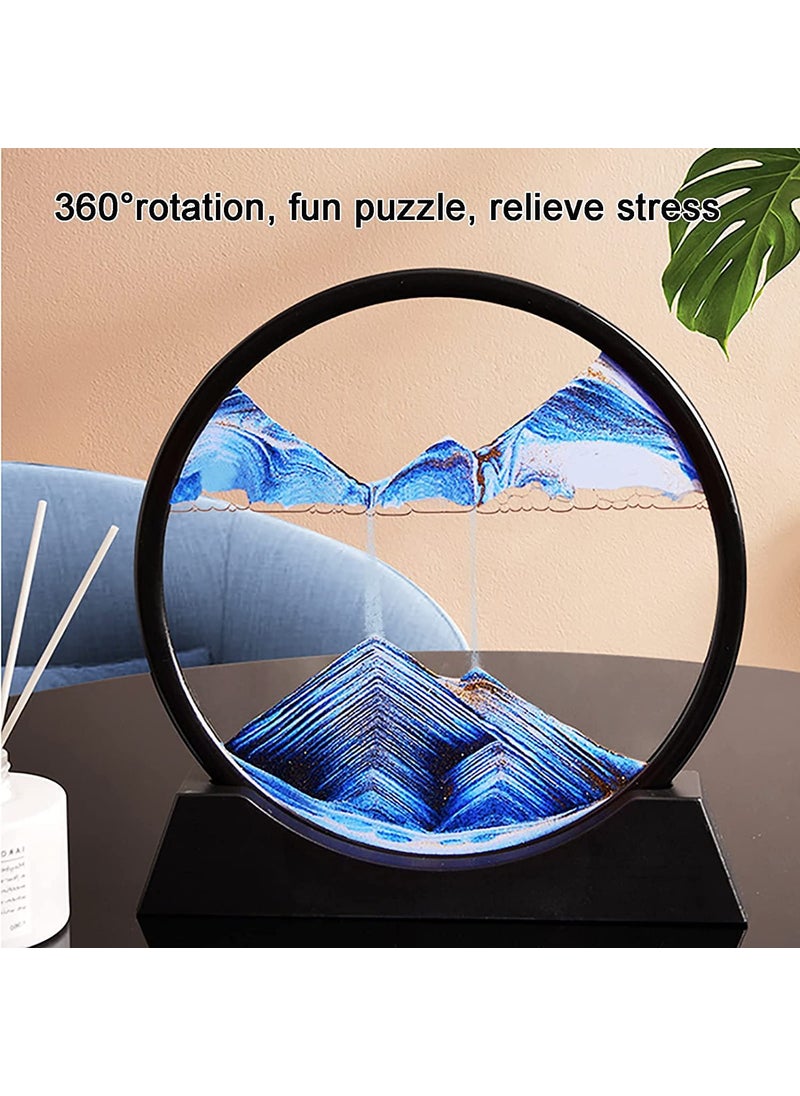 DD RETAILS DD RETAILS Moving Sand Art Picture || Round Glass Frame Sandscapes || 3D Natural Landscape showpieces for Home Decor (Multicolor) (Pack of 1)  - Image 4