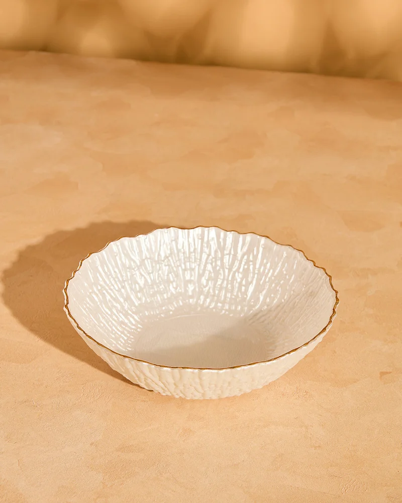 REDTAG White Glass Salad Bowl With Rim
