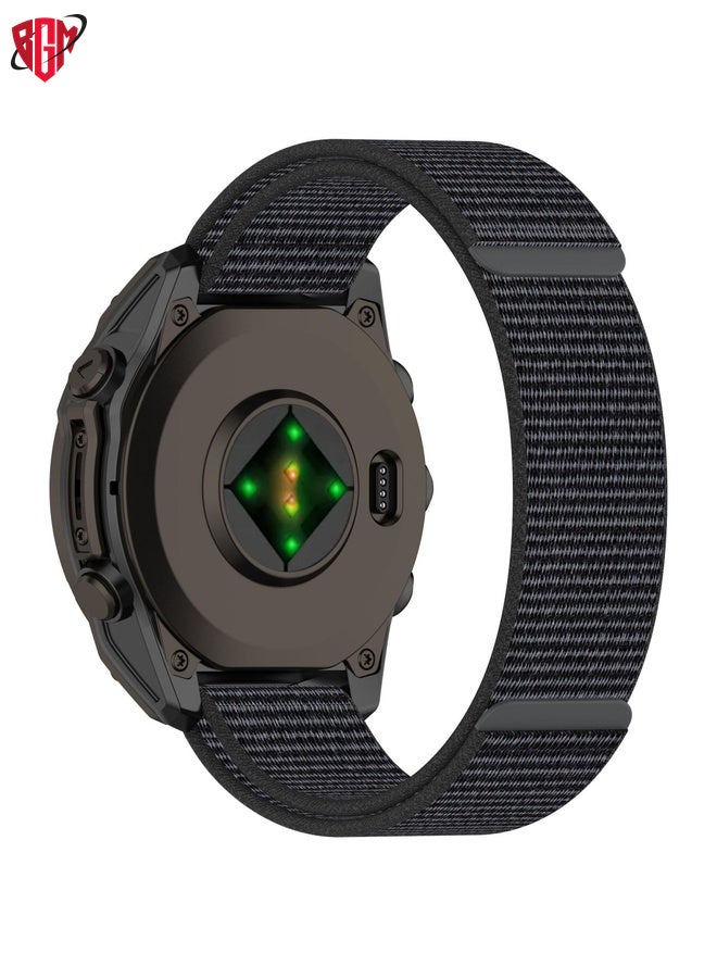 BGM Watch Band Strap For Garmin Fenix 8 AMOLED 43mm Nylon Hook and Loop Fastener 20mm Watch Band(Gray)  - Image 2