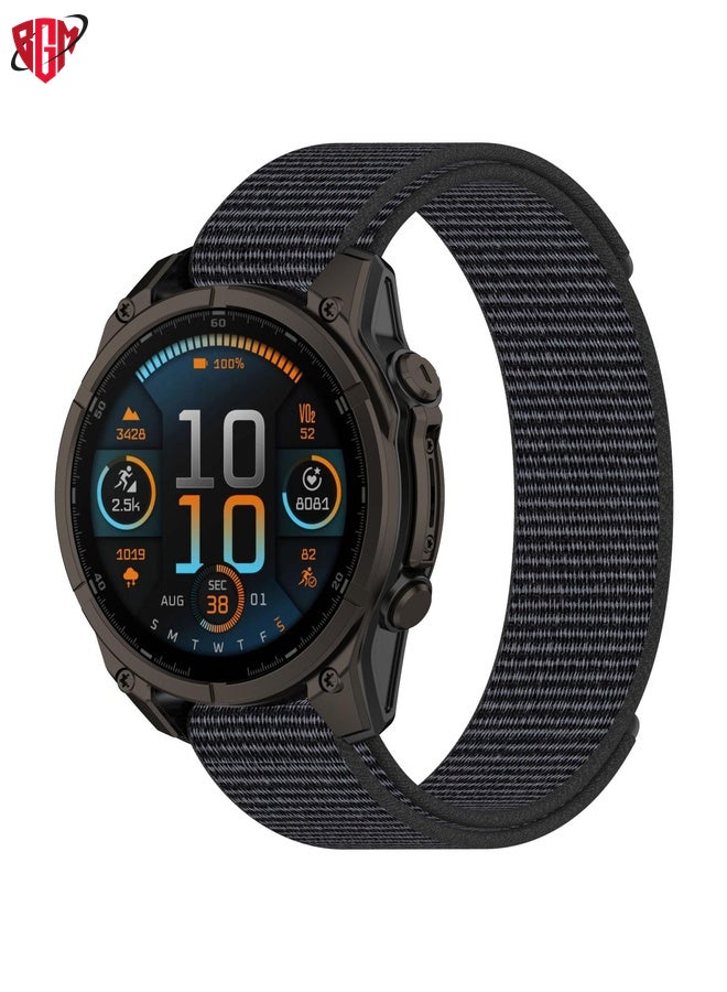 BGM Watch Band Strap For Garmin Fenix 8 AMOLED 43mm Nylon Hook and Loop Fastener 20mm Watch Band(Gray)  - Image 1