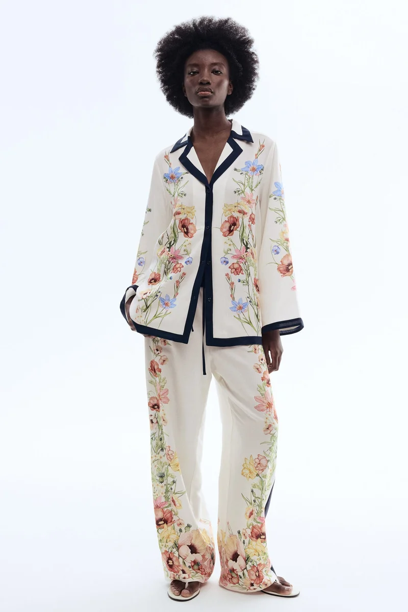 اتش اند ام بنطلون من الليوسيل المطبوع