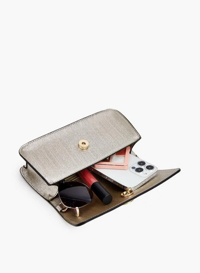 Celeste GOLD Textured Crossbody Bag With Detachable Chain Strap for Women | Best Price UAE