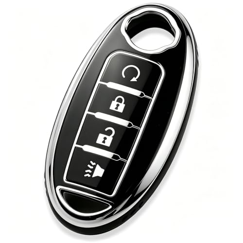 Tautrophen Key Fob Cover Fit for Nissan Infiniti Rogue Pathfinder Armada Murano kicks Frontier Titan 4 Buttons Smart Key - Image 1