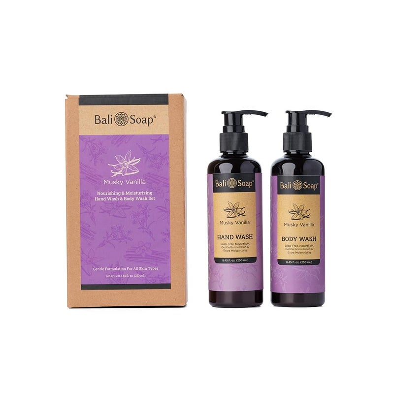 Bali Soap مجموعة صابون بالي من 2 فانيليا مسكية غسول يدوي مرطب مغذي متوازن الحموضة مع تركيبة لطيفة مناسبة للنباتيين لجميع أنواع البشرة 85 أونصة سائلة لكل منهما - Image 1