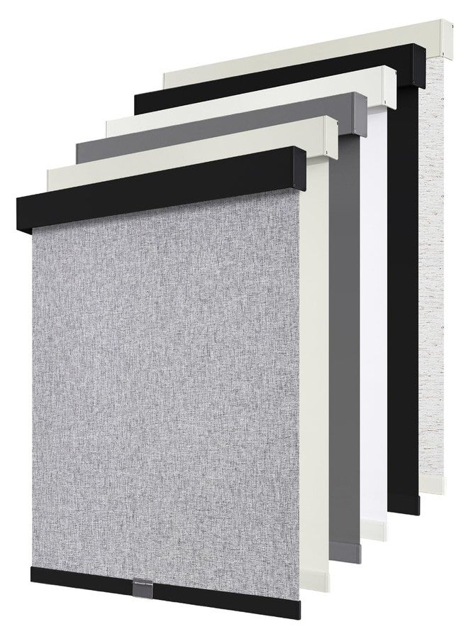 SUNOFF Cordless Blackout Roller Shades Blinds for Windows Free-Stop,Pull Down Room Darkening with Valance,Thermal Insulated Woven Fabric Window Door Blinds for Home,Office,Heather Grey 34.5"W x 72"H - Image 1
