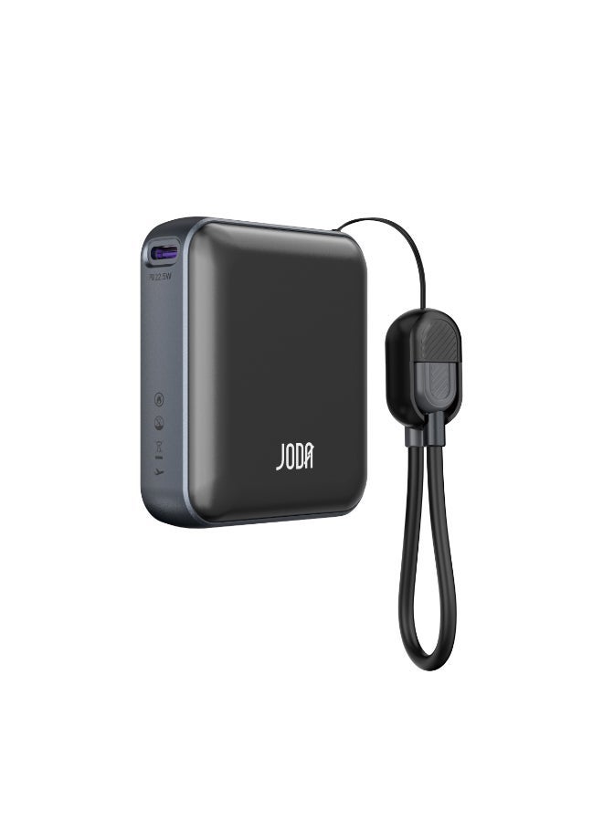 JODA Metix 10Power Bank 10000mAh 22.5W PD - With Cabel USB-C Portable Charger ⚡🔋Fast Charging Power Bank ⚡10000 mAh Power Bank 🔋USB-C Power Bank 🔌PD Fast Charging Power Bank ⚡3-Port Power Bank 📱22.5W Fast Charger ⚡Power Bank for Smartphones 📱USB-A and USB-C Charger 🔌Portable Power Bank for Travel ✈️Charger for iPhone & Samsung 📱 - Image 1