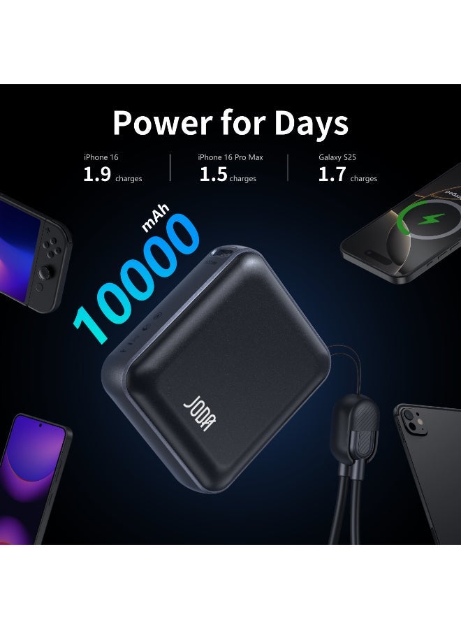 JODA Metix 10Power Bank 10000mAh 22.5W PD - With Cabel USB-C Portable Charger ⚡🔋Fast Charging Power Bank ⚡10000 mAh Power Bank 🔋USB-C Power Bank 🔌PD Fast Charging Power Bank ⚡3-Port Power Bank 📱22.5W Fast Charger ⚡Power Bank for Smartphones 📱USB-A and USB-C Charger 🔌Portable Power Bank for Travel ✈️Charger for iPhone & Samsung 📱 - Image 5