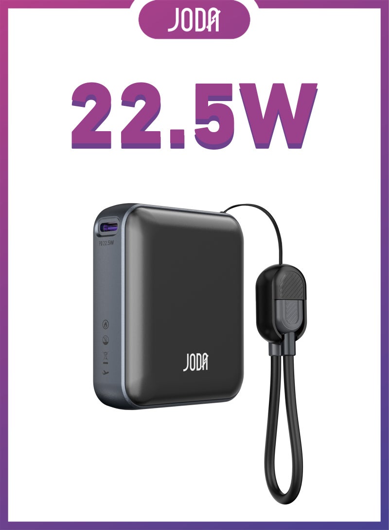 JODA Metix 10Power Bank 10000mAh 22.5W PD - With Cabel USB-C Portable Charger ⚡🔋Fast Charging Power Bank ⚡10000 mAh Power Bank 🔋USB-C Power Bank 🔌PD Fast Charging Power Bank ⚡3-Port Power Bank 📱22.5W Fast Charger ⚡Power Bank for Smartphones 📱USB-A and USB-C Charger 🔌Portable Power Bank for Travel ✈️Charger for iPhone & Samsung 📱 - Image 1