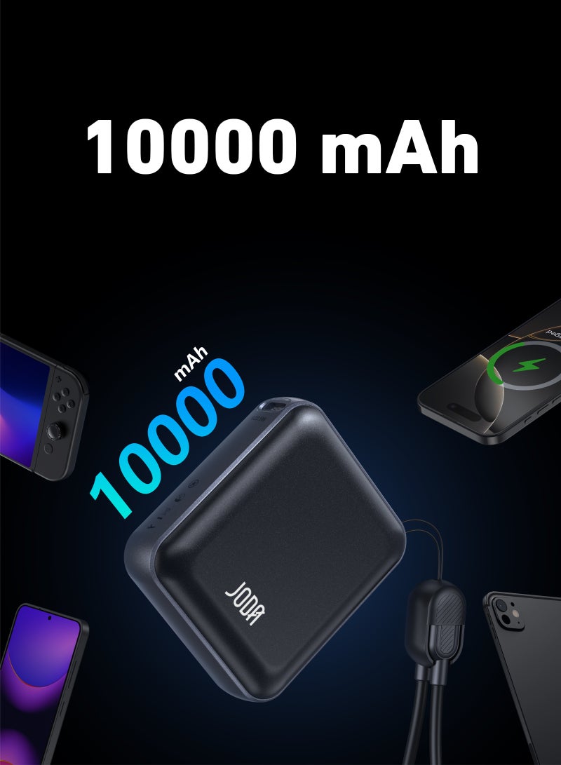 JODA Metix 10Power Bank 10000mAh 22.5W PD - With Cabel USB-C Portable Charger ⚡🔋Fast Charging Power Bank ⚡10000 mAh Power Bank 🔋USB-C Power Bank 🔌PD Fast Charging Power Bank ⚡3-Port Power Bank 📱22.5W Fast Charger ⚡Power Bank for Smartphones 📱USB-A and USB-C Charger 🔌Portable Power Bank for Travel ✈️Charger for iPhone & Samsung 📱 - Image 3
