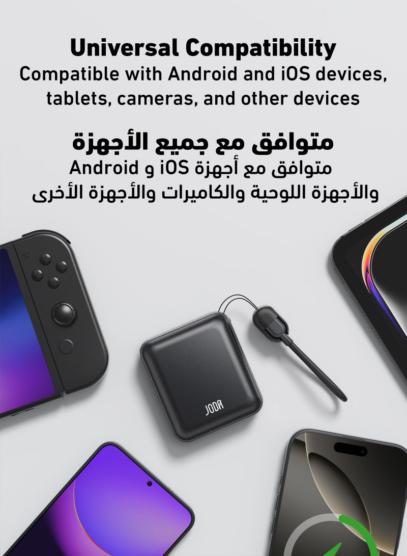 JODA Metix 10Power Bank 10000mAh 22.5W PD - With Cabel USB-C Portable Charger ⚡🔋Fast Charging Power Bank ⚡10000 mAh Power Bank 🔋USB-C Power Bank 🔌PD Fast Charging Power Bank ⚡3-Port Power Bank 📱22.5W Fast Charger ⚡Power Bank for Smartphones 📱USB-A and USB-C Charger 🔌Portable Power Bank for Travel ✈️Charger for iPhone & Samsung 📱 - Image 4