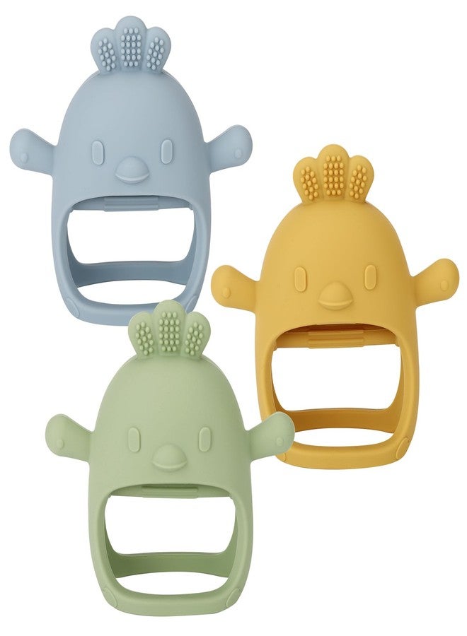 Socub Silicone Baby Teether Toys for Infants 3-6 6-12 Months, BPA Free Anti-Drop Silicone Mitten Teething Toy, Baby Chew Toys for Sucking Needs, Newborn Essentials & Baby Shower Gifts Girls (Olive,Dusty Blue,Mange) - Image 1