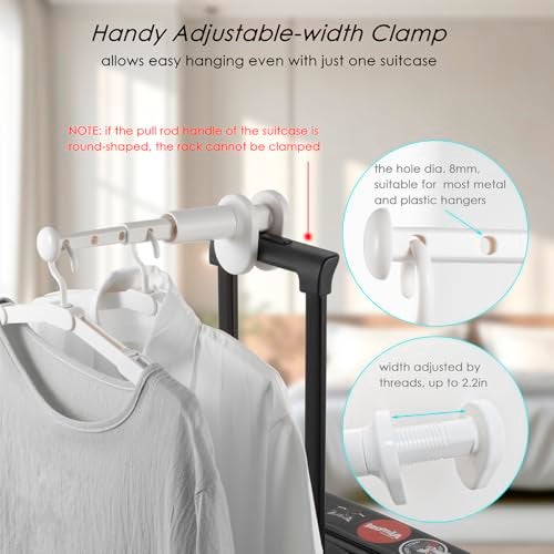 TASEVO Travel Drying Rack for Clothes - Portable Hanging Rack Over The Door with Retractable Rod - Mini Size for Cruise, RV, Dorm, Apartment, Hotel Laundry - Image 3