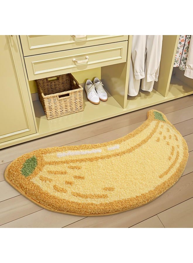 Lumi Cute Bathroom Rugs, Funny Fruit Runner Rug, Soft Plush Fluffy Bath Mat, Absorbent, Non-Slip for Bathroom, Kitchen Sink, Bedroom, Kid's Bedroom, and Living Room, 18.5"x39.5", Banana - Image 3