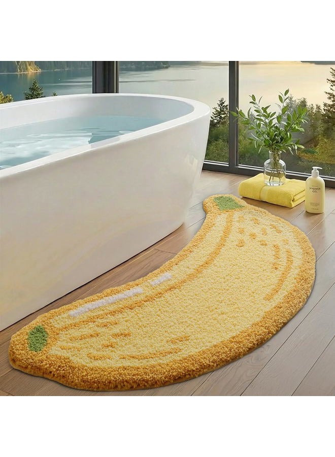 Lumi Cute Bathroom Rugs, Funny Fruit Runner Rug, Soft Plush Fluffy Bath Mat, Absorbent, Non-Slip for Bathroom, Kitchen Sink, Bedroom, Kid's Bedroom, and Living Room, 18.5"x39.5", Banana - Image 1