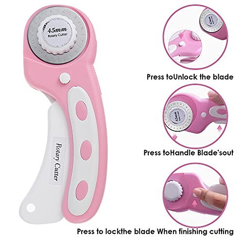 Abizarch Rotary Cutter Set - 45mm Rotary Fabric Cutter, A4 Cutting Mat, Self Healing Sewing Mats, Quilting Ruler and Fixing Clips, Craft Knife Set, Ideal for Crafting, Sewing, Patchworking - Image 2