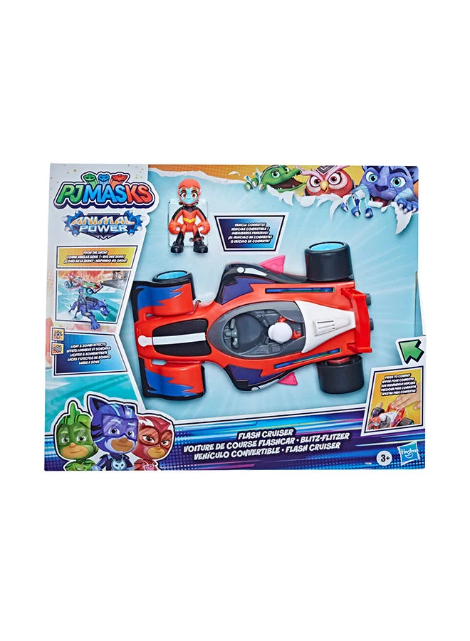 هاسبرو - جيمينج Animal Power Flash Cruiser Preschool Toy, Converting Car With Lights Or Sounds, Vehicle And Action Figure For Kids Ages 3 And Up