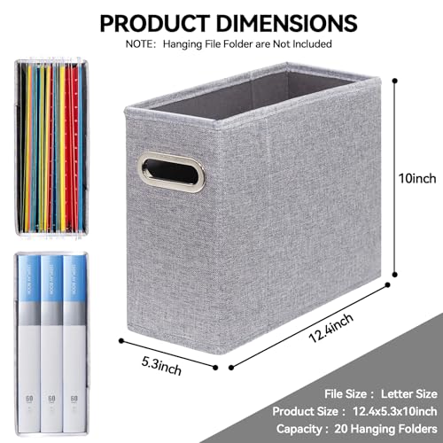 ComfortKeeper 4 Packs Letter Size File Organizer, File Folders Organizer, Fabric Storage Box, Collapsible Paper Organizer with Metal Handle, Smooth PVC Rails, Only Box (Gray) - Image 2
