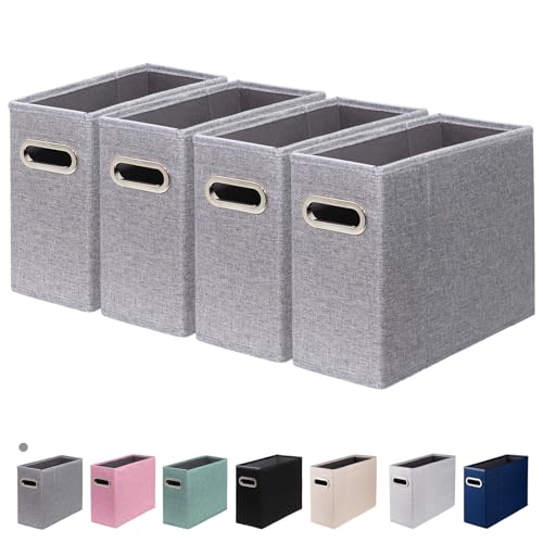ComfortKeeper 4 Packs Letter Size File Organizer, File Folders Organizer, Fabric Storage Box, Collapsible Paper Organizer with Metal Handle, Smooth PVC Rails, Only Box (Gray) - Image 1