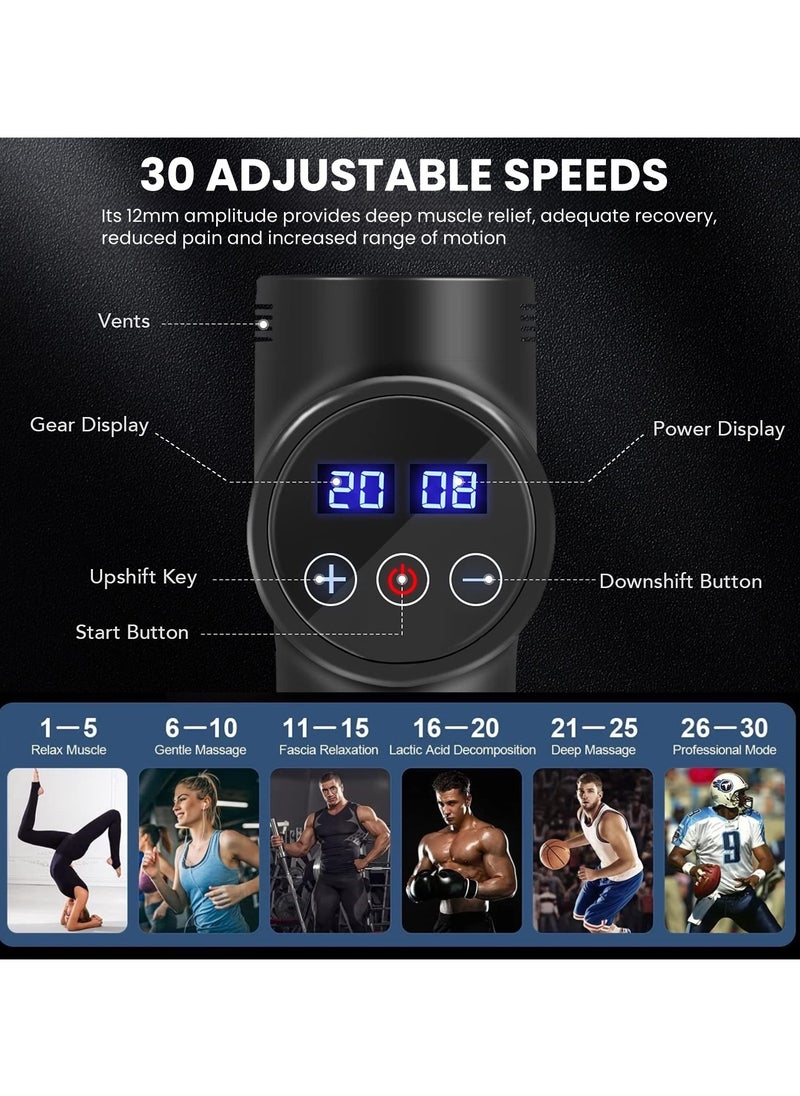 ADEBOLA Deep Tissue Massage Gun，Portable Quiet Electric Percussion Muscle Massager with 6 Interchangeable  Massage  Heads and Tool Case，Gifts for Women/Men/Her/Him  - Image 4