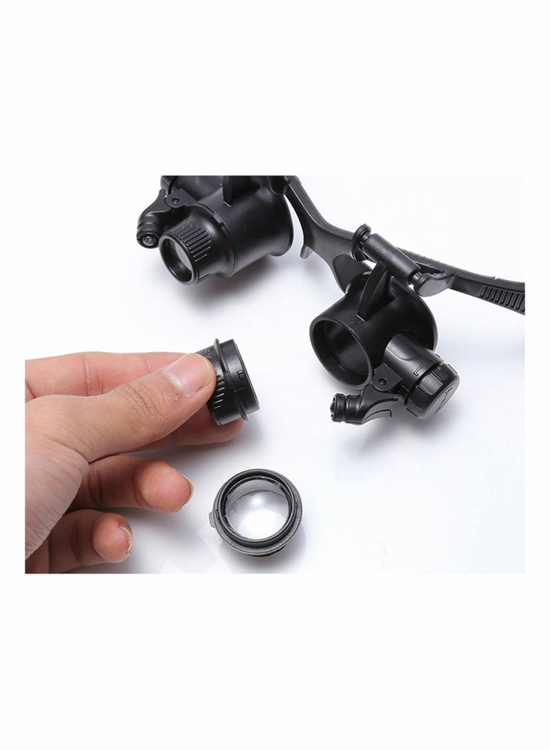 Excefore Glasses Magnifier, Headband Magnifying Glasses with LED Light, jewellers Loupe with 4 Interchangeable Lenses 10X 15X 20X 25X, for Jewelry Eyeglass Watch Electronic Repair Tool - Image 5