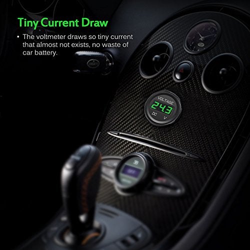 MICTUNING DC 12V LED Digital Display Voltmeter Waterproof Compatible with Boat Marine Vehicle Motorcycle Truck ATV UTV Car Camper Caravan Green Digital Round Panel - Image 2