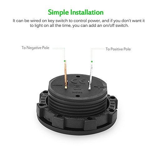 MICTUNING DC 12V LED Digital Display Voltmeter Waterproof Compatible with Boat Marine Vehicle Motorcycle Truck ATV UTV Car Camper Caravan Green Digital Round Panel - Image 5