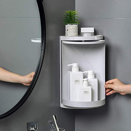 Hiru Bathroom Rotating Triangle Storage Rack 360 Degree Rotating Multi-Function Organizer Plastic Triangle Shelf Dust-Proof Waterproof Corner Rack for Cabinet Bathroom Kitchen Bedroom - Image 2