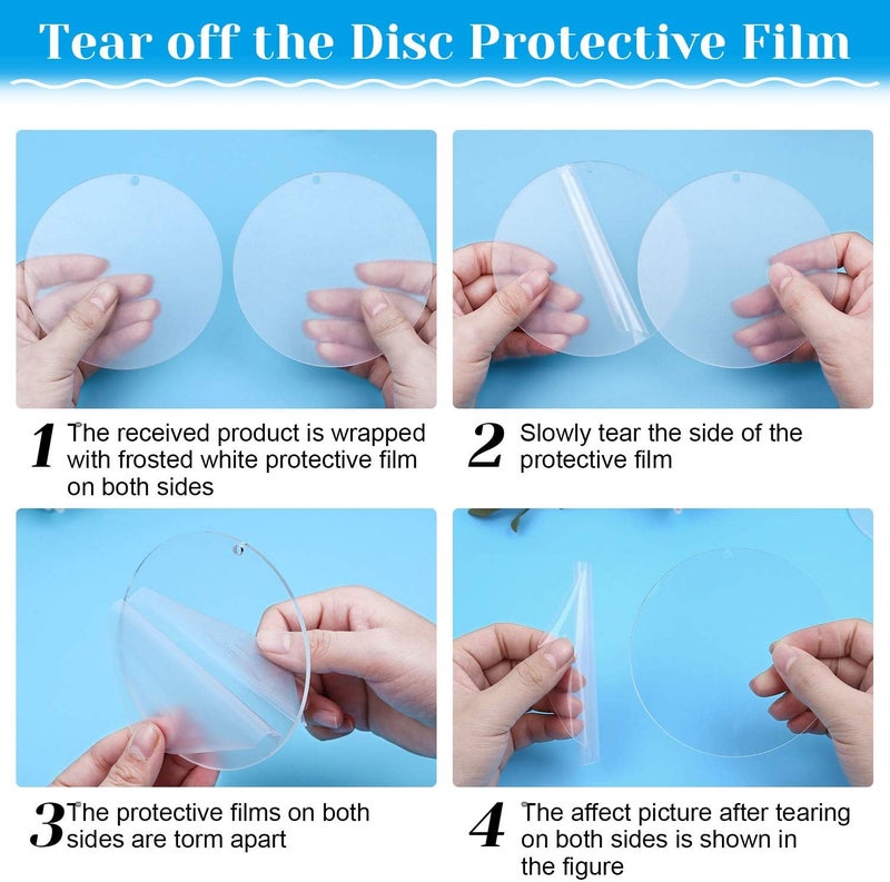 Audab Acrylic Ornament Blanks for Vinyl, Large Clear Acrylic Discs Round Acrylic Blanks Bulk with Hole for Engraving, DIY Projects, Art Crafts(4 Inch, 30 Pcs) - Image 3
