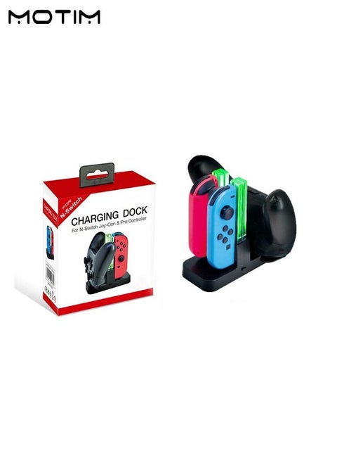 4 in 1 N-Switch Joy-Con & Pro Controller Compatible with N-Switch Joy-Con & Pro Controller, Charge Charger Dock with Charger Indicator and Type C Charging Cable