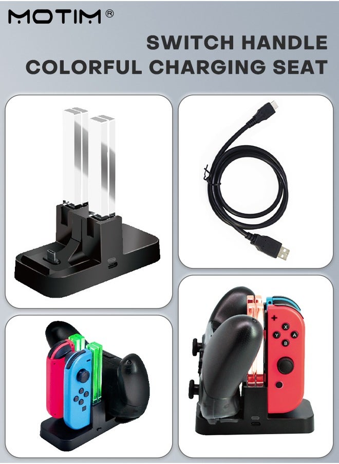 Motim - 4 in 1 N-Switch Joy-Con & Pro Controller Compatible with N-Switch Joy-Con & Pro Controller, Charge Charger Dock with Charger Indicator and Type C Charging Cable - Image 1
