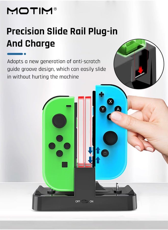 Motim - 4 in 1 N-Switch Joy-Con & Pro Controller Compatible with N-Switch Joy-Con & Pro Controller, Charge Charger Dock with Charger Indicator and Type C Charging Cable - Image 1