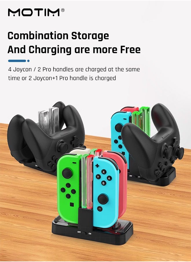 Motim - 4 in 1 N-Switch Joy-Con & Pro Controller Compatible with N-Switch Joy-Con & Pro Controller, Charge Charger Dock with Charger Indicator and Type C Charging Cable - Image 1