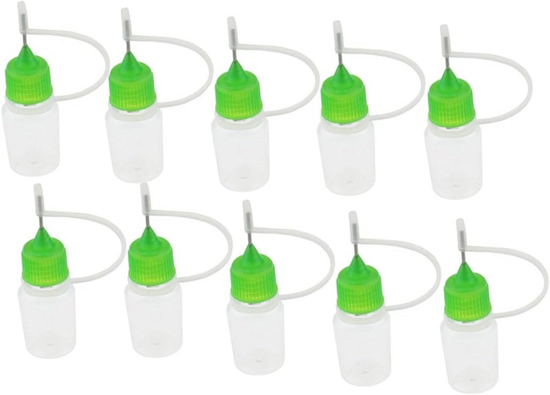 NewZoll 5 ml Empty Plastic Squeezable Liquid Oil Dropper Storage Bottle with Needle Cap 10PCS Green Cap  - Image 1