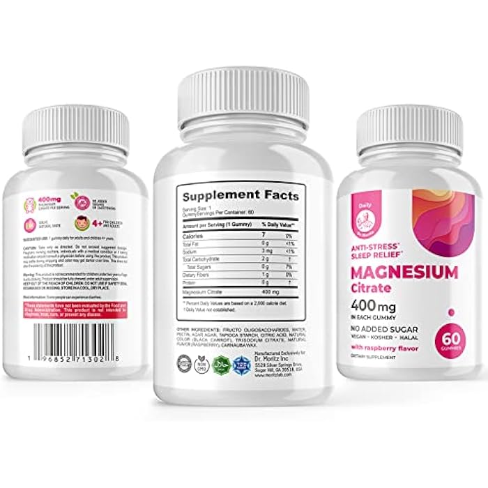 DR. MORITZ Magnesium Citrate Gummies Sugar-Free - Calm Magnesium Gummies Supplement for Children, Sugar -Supports Cardiovascular Health -Free Chews for Kids & Adults (60 Count) - Image 2