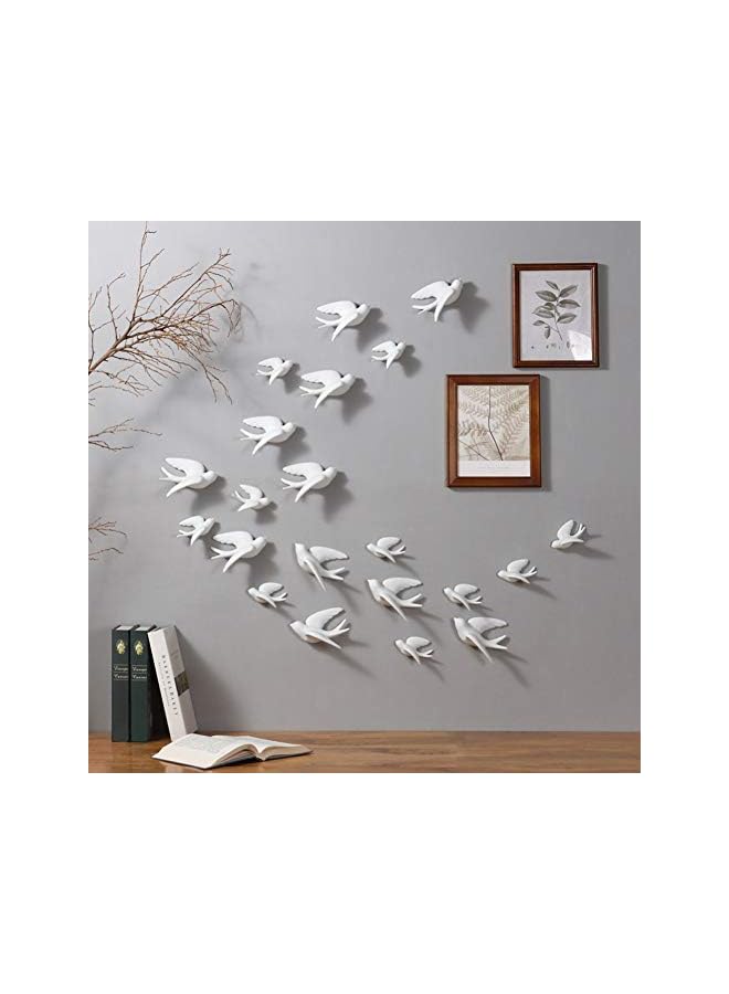 The Bros Pair Ceramic Sparrows Swallows Birds Dove White Wall Mounted Decor Hanging for Bathroom Livingroom Garden Wall Sculptures, Large - Image 4