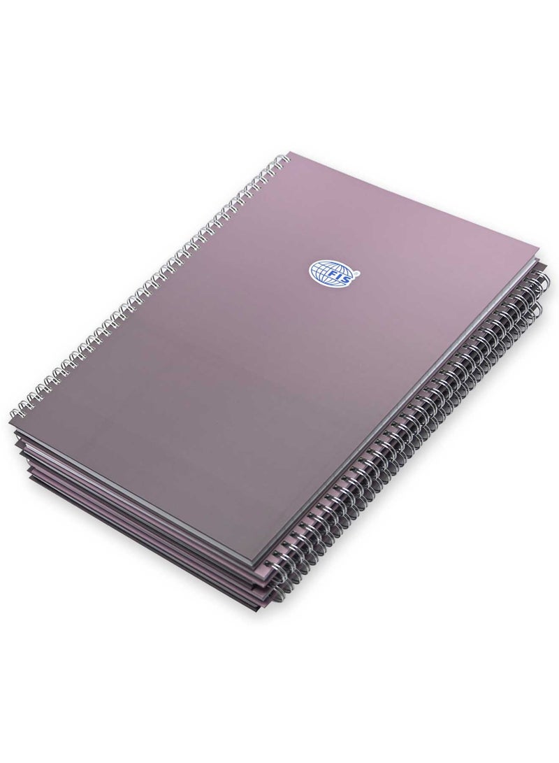 FIS Pack of 5  Deep Purple Color Notebook Spiral Hard Cover,A4,Single Line,100 Sheets -FSNBSA4SL100DPU - Image 3