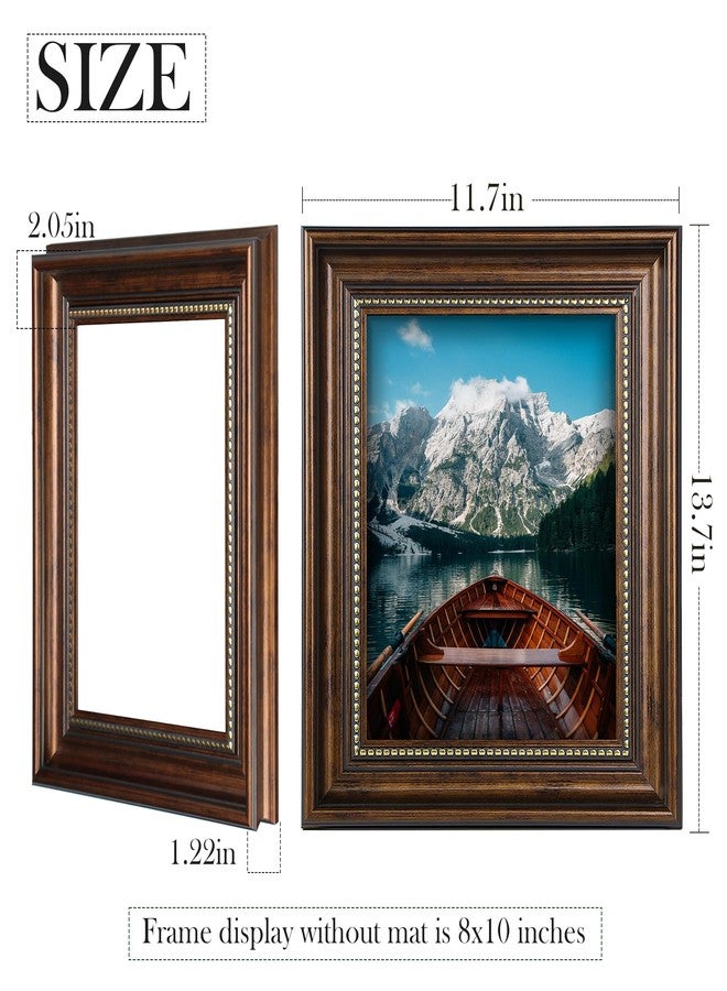 Fisnish 8x10 Picture Frame, Table Top or Wall Mount, Vintage Style 8 x 10 Photo Frame, Brown, 1 Pack - Image 4