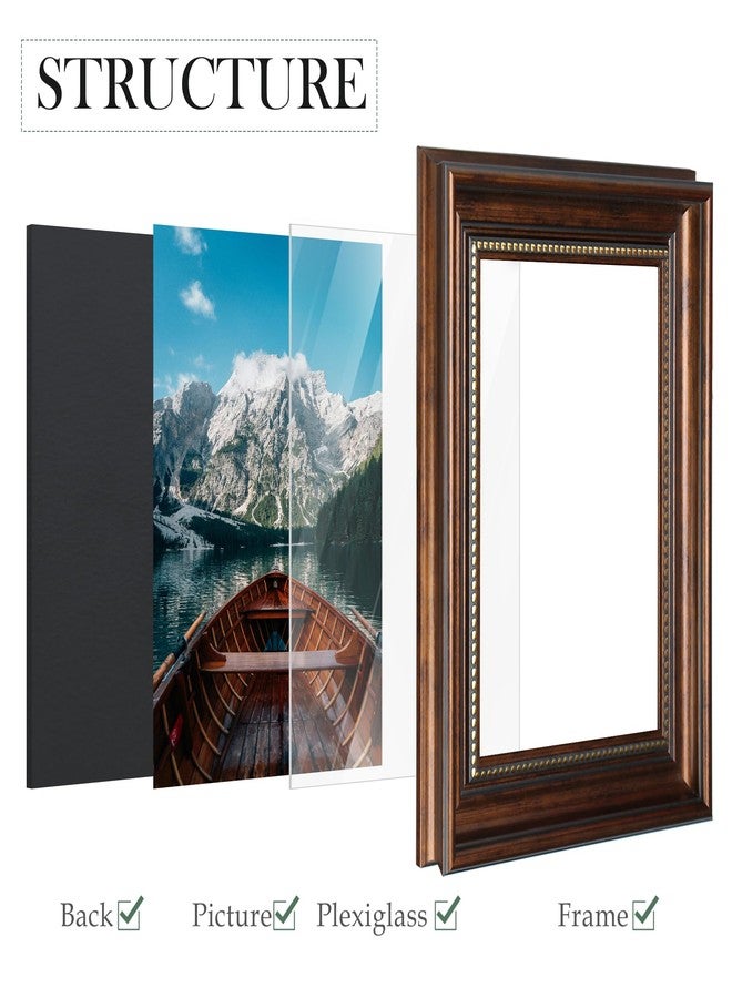 Fisnish 8x10 Picture Frame, Table Top or Wall Mount, Vintage Style 8 x 10 Photo Frame, Brown, 1 Pack - Image 3
