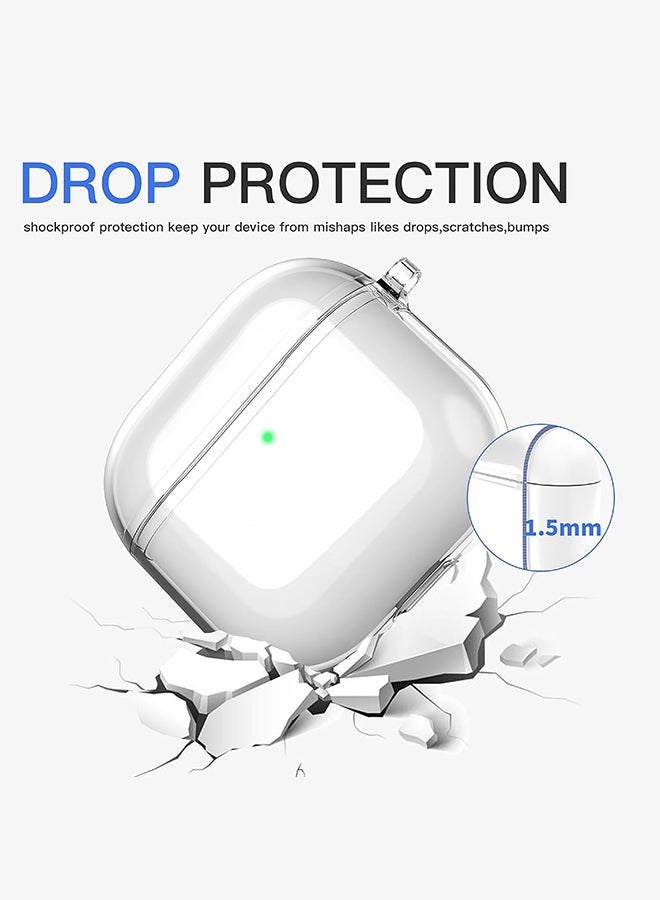 أو أوزون For AirPods 5 / AirPods 4 Case Cover (2024),Clear Soft TPU Anti-drop Full Body Protective Shock-Resistant Cover  With Carabiner For Men & Women - Clear - Image 3