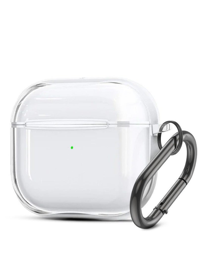 أو أوزون For AirPods 5 / AirPods 4 Case Cover (2024),Clear Soft TPU Anti-drop Full Body Protective Shock-Resistant Cover  With Carabiner For Men & Women - Clear - Image 1
