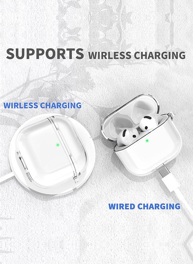 أو أوزون For AirPods 5 / AirPods 4 Case Cover (2024),Clear Soft TPU Anti-drop Full Body Protective Shock-Resistant Cover  With Carabiner For Men & Women - Clear - Image 4