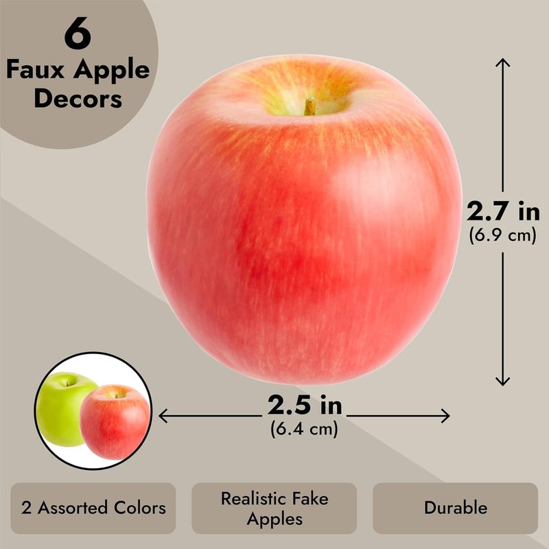 Juvale Artificial Fruit Red and Green Fake Apples for Home Decor  Artificial Apples for Photography 25 in 6 Pack - Image 3