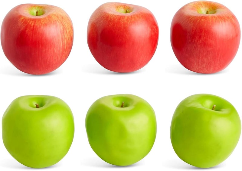 Juvale Artificial Fruit Red and Green Fake Apples for Home Decor  Artificial Apples for Photography 25 in 6 Pack - Image 5