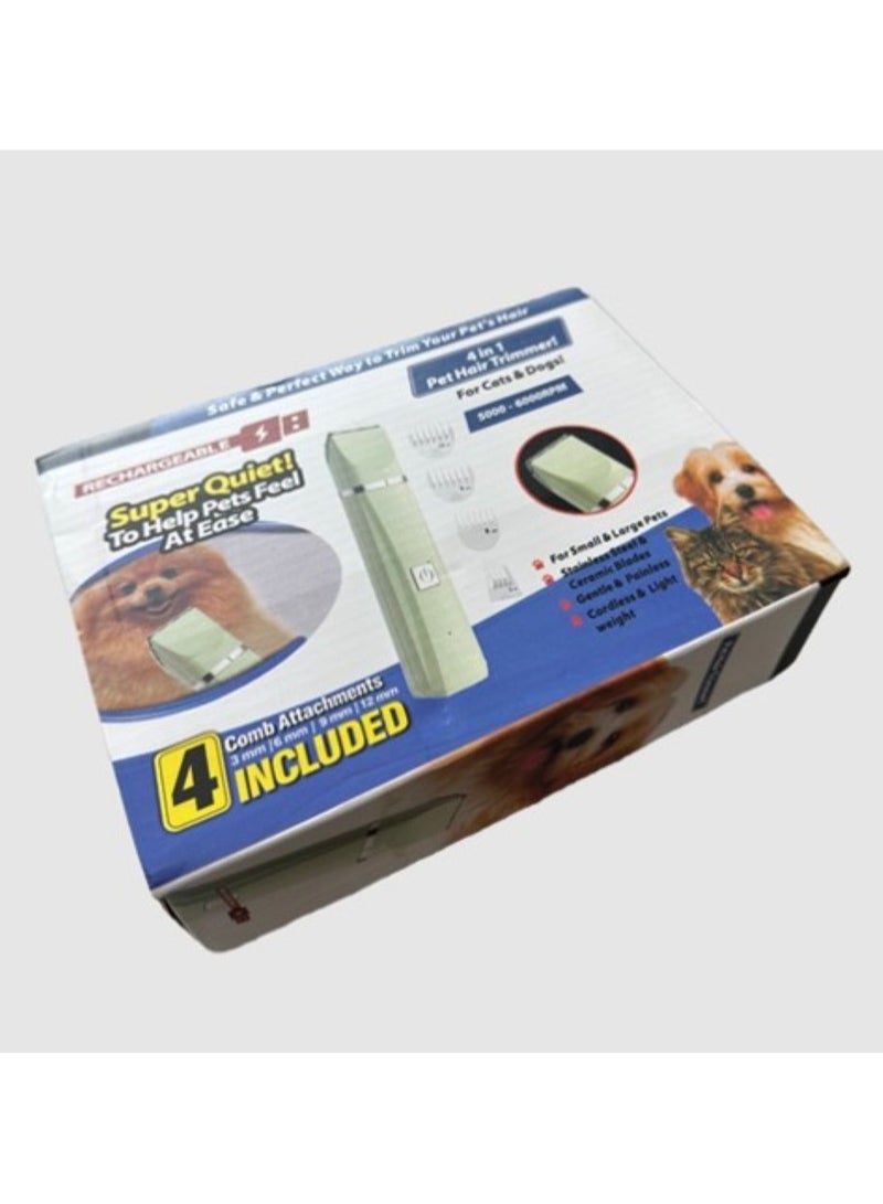 4-in-1 Professional Pet Grooming Kit, Rechargeable Pet Hair Trimmer, Multi-Cutter, Electric Hair Clipper for Cats and Dogs with Four Comb Attachments - Image 5